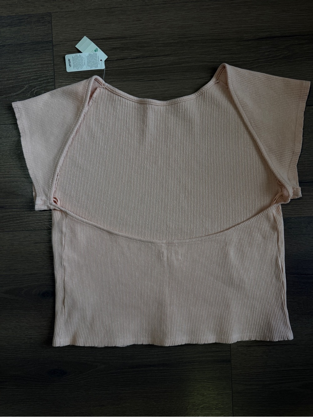 NWT Sz XL Aerie Women’s Ribbed Cap Sleeve Open Back Top (Blush Peach)